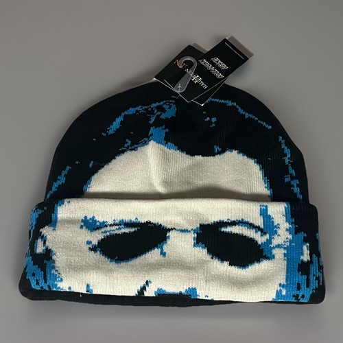 Halloween Michael Myers Mask Roll Down Cuff Knit Beanie Hat Adult OS Horror NWT - Picture 1 of 10
