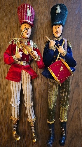 Vintage Mark Roberts Christmas Marching Band 2 Toy Soldier Violin & Drummer 16"H