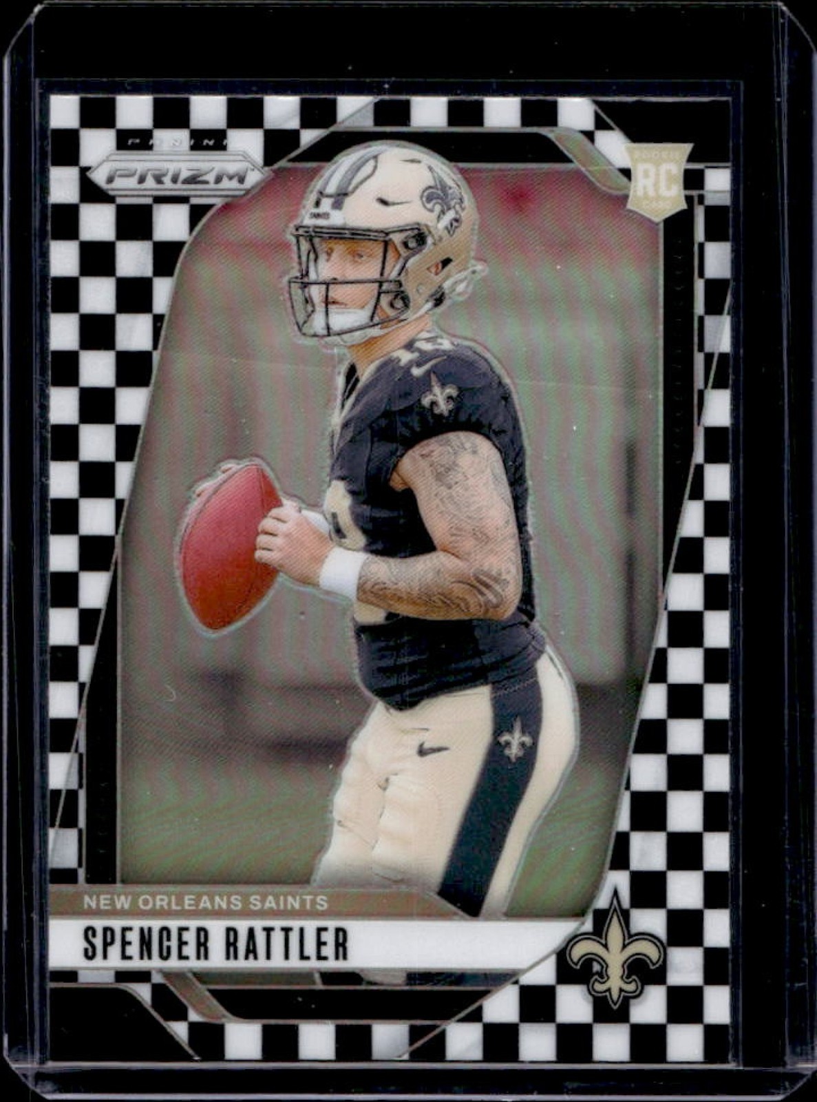 2024 Prizm Spencer Rattler RC Black and White Checker Rookie #388 Saints