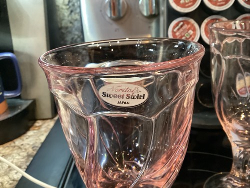 Noritake "Sweet Swirl Pink" 7 3/8" Iced Tea Goblets 8 For One Price! - Picture 5 of 5