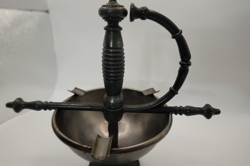 Vintage Fencing Sword Handle Foil Ashtray Smoking Decor-GREAT SHAPE - Picture 12 of 13