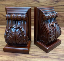Solid Wooden Bookends Corbels Carved Scroll Selamat Designs Solid HEAVY Wood