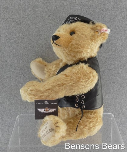 Orso Steiff 2002 Harley Davidson anniversario in pelle nera 40 cm Ean 666476 - Foto 5 di 21