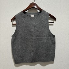 A New Day Womens Vest Crew Neck Gray Cotton Preppy Size M