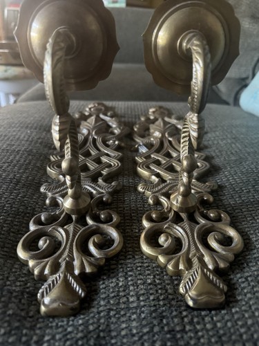 Brass Candle Wall Sconces Set 2 Antique Vintage Hollywood Regency Wall Decor ￼ - Picture 10 of 10
