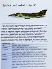 Sukhoi Su-17 Su 17 Fitter Picture Jet Aircraft Out of Print Spec Sheet Decor
