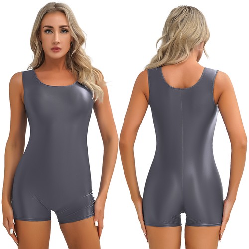 Damen Body ÖL Glanz Kurz Overall Einteiler Bodysuit Fitness Sportbody Jumpsuit - Bild 72 von 111
