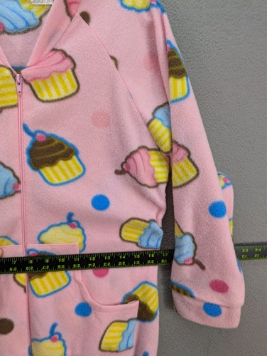 Footie Factory Adult Pajamas One Piece Footed Pink Cupcake Full Zip Fleece Sz 3 - Picture 8 of 10