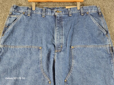 Carhartt Double Front Jeans Men 44x32 Logger Dungaree Loose