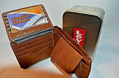 VTG  - LEVIS  serie 501 - MEN'S  LEATHER BROWN  WALET - Picture 1 of 10