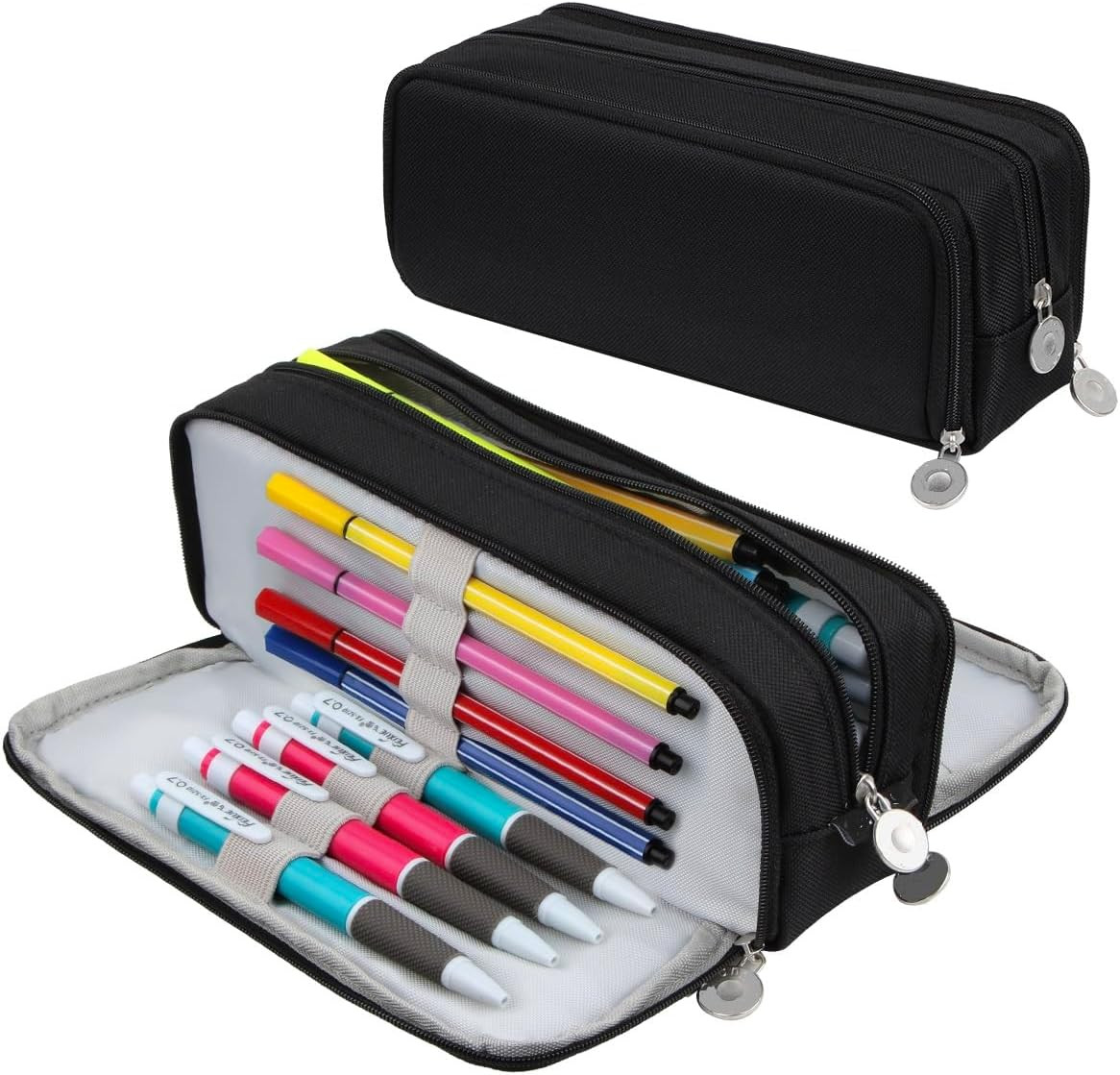 Big Capacity Pencil Case Large Storage Pencil Bag Pouch Marker 3 Black