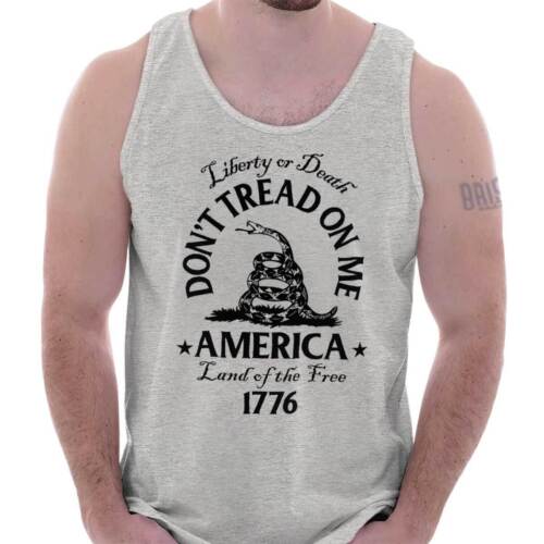 Liberty Don't Tread On Me Gadsden Flag USA Adult Tank Top Sleeveless T-Shirt - Picture 11 of 13