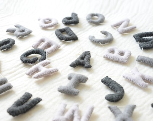 Alphabet garland, Letters garland ABC,Felt, Grey Bunting Kids Nursery Decor Gift - Picture 5 of 10