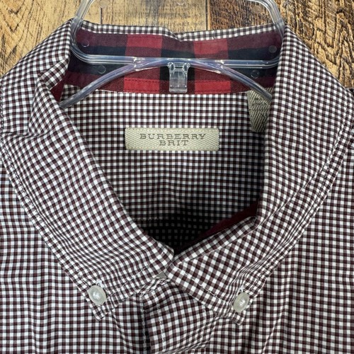 BURBERRY BRIT Shirt Men’s XL Long Sleeve Brown Gray Dress Casual - Picture 5 of 12