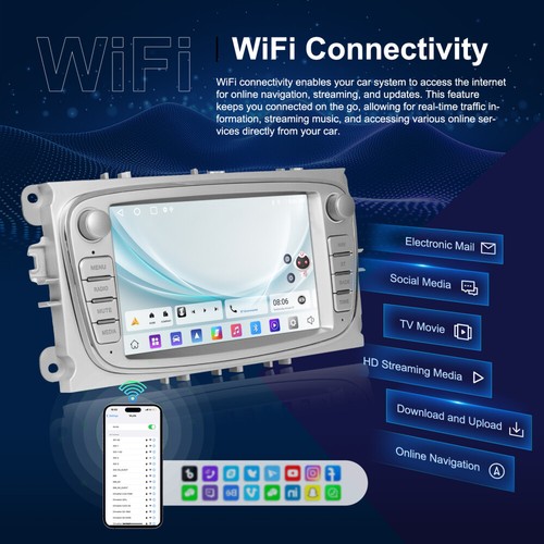 64G Android 15 CarPlay Car Stereo GPS Radio For Ford Focus Mondeo Galaxy C/S-Max - Picture 9 of 24