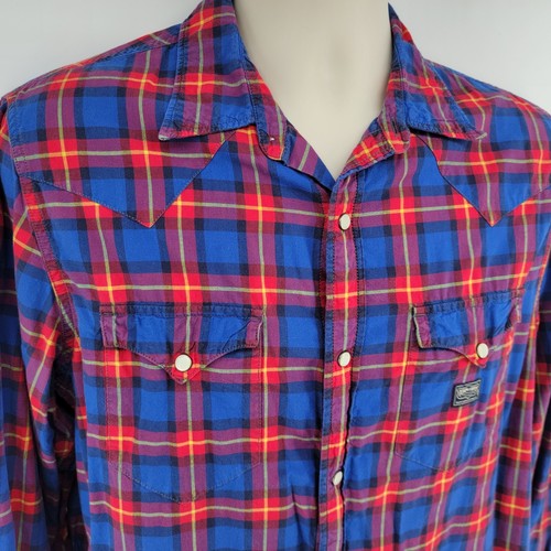 Ralph Lauren Denim & Supply Western Pearl Snap Long Sleeve Plaid Shirt Mens L - Picture 3 of 6