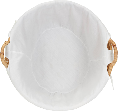 ML-6667N round Wicker Laundry Basket Hamper with Liner, Natural Water Hyacinth L - Picture 7 of 12