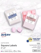 Avery 22806 Matte WHITE 2" x 2" Square Labels Laser Inkjet 300/Pack NEW