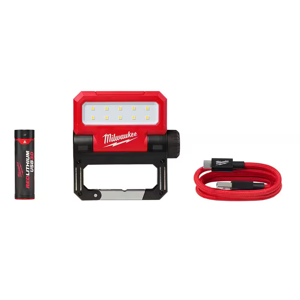 MILWAUKEE 550 Lumens LED REDLITHIUM USB Pivoting Flood Light
