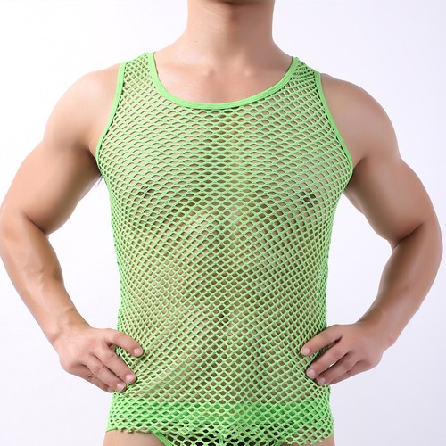 Herren Dessous Tank Top Netz durchsichtig Netz Weste T-Shirt ärmellos Sport Top - Bild 16 von 28
