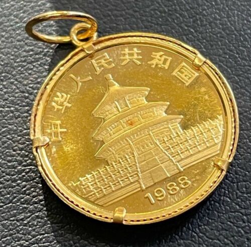 1988 Chinese 1/10ozt .999 Gold 10 Yuan Panda in 18kt Gold Pendant with 6mm Bale - Picture 4 of 4