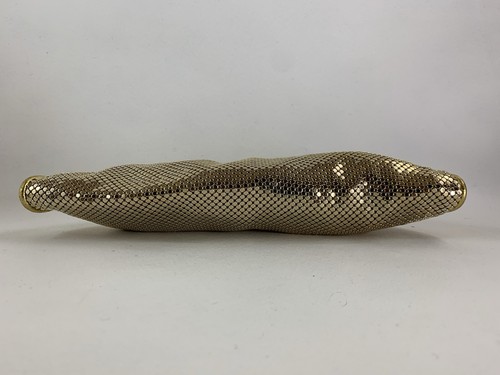 Whiting & Davis Gold Vintage Glomesh & Leather Handbag Chain Strap Gold Lining - Picture 11 of 19