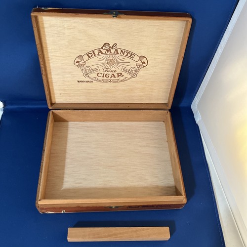 SCATOLA PORTASIGARI VINTAGE EL DIAMANTE FATTA A MANO IN LEGNO VUOTA - Foto 9 di 11