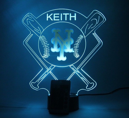 Lampada notturna New York Mets NY Baseball MLB illuminata tifoso sportivo personalizzata GRATIS - Foto 9 di 12