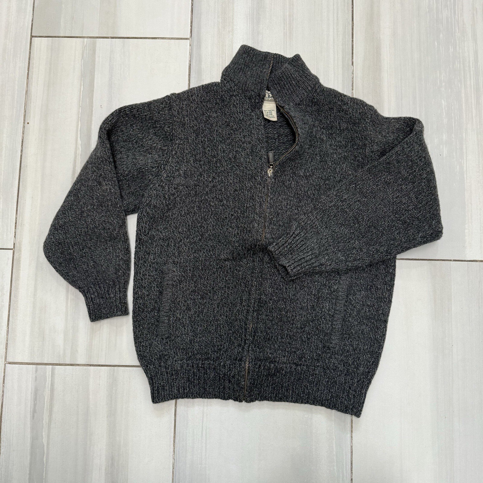 LL Bean Lambs Wool Full Zip Sweater Jacket Pockets Cardigan Shrunk eBay