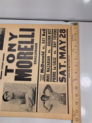 Vintage Wrestling Poster 1950's: Billy Varga Vs. Tony Morelli 22x14in (S92) - Picture 11 of 17