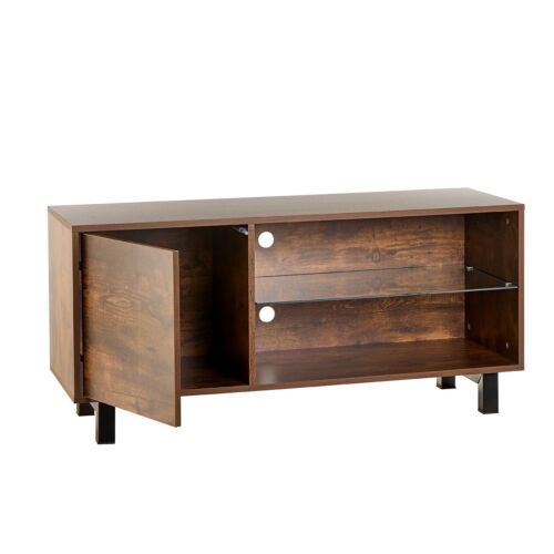 TV Stand Cabinet 110cm, Rustic Oak Wood TV Console for 42-55 inch TV's Steel Leg - Picture 2 of 18