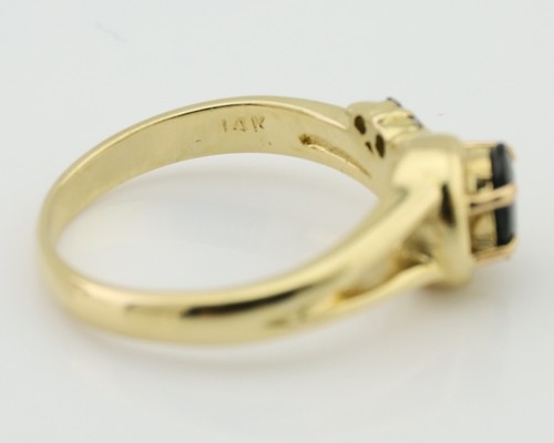 Women Natural Sapphire Diamond Ring 14k Solid Yellow Gold Sizeable 7.5 - Picture 7 of 9