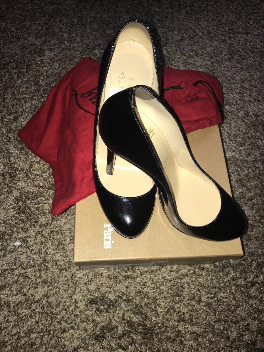 Christian Louboutin Neofilo 120 Black Leather Classic Platform Heel Pump  Size 38