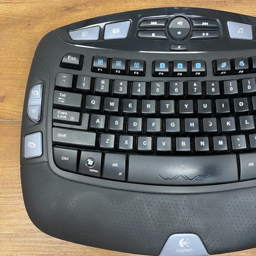 Logitech Wave Y-UV90 Corded Wired Ergonomic Multimedia USB Keyboard Black Tested - Picture 2 of 11