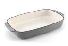 38.5 cm Samuel Groves Grey Enamelled Cast Iron Rectangular Roaster Oven Baking