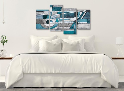 Large Teal Grey Painting Abstract Bedroom Canvas Pictures Decor - 4402 - 130cm - Picture 2 of 5