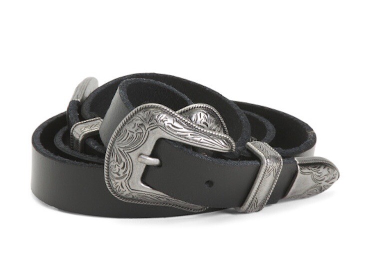 MW Most Wanted Out West Double Buckle Black Leather Belt Size L MW Most Wanted Out West Double Buckle Black Leather Belt  main image 2