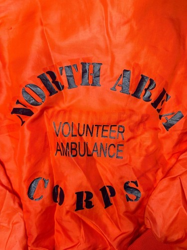 Delong North Area Volunteer Ambulance Corps Orange Varsity Bomber Jacket Size M - Picture 7 of 8