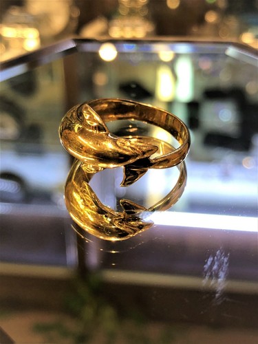 Solid Gold Ring Dolphin, 10kt Gold Ring, Simple Dolphin Ring Designs – Jewelry - Bild 7 von 12