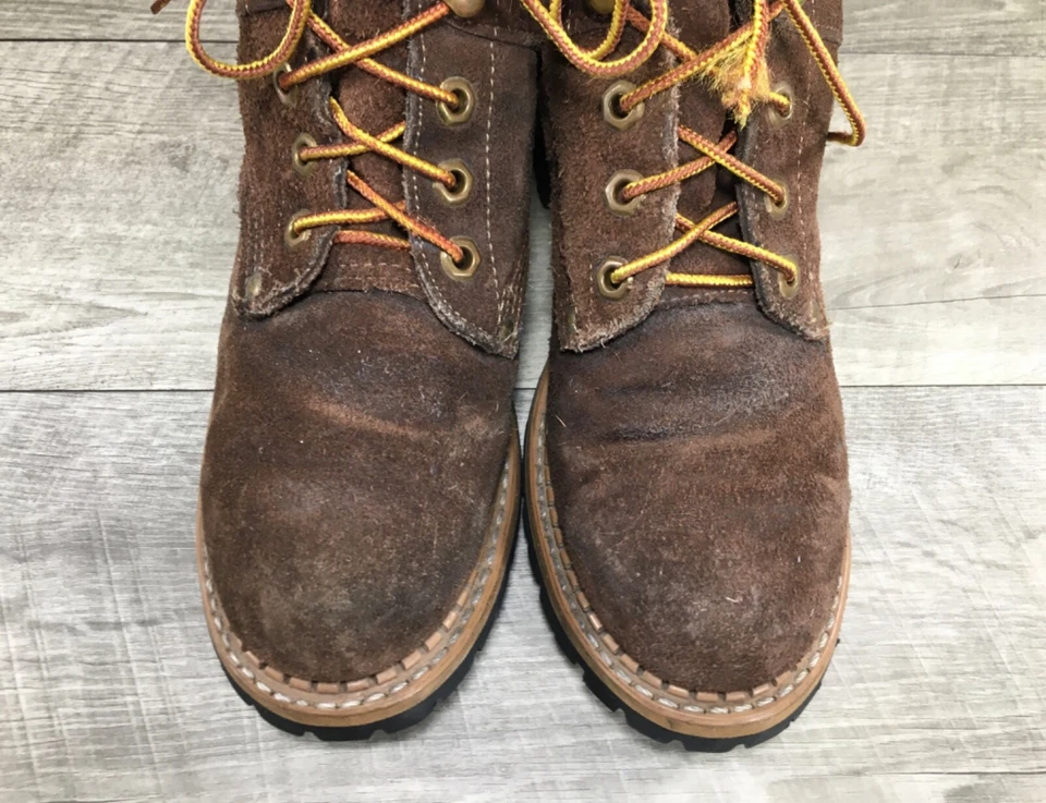Hecho en EE. UU. Botas con cordones punta de trabajo con cordones leñador abuela gótico para mujer cuero 7,5 Foto 4 de 4