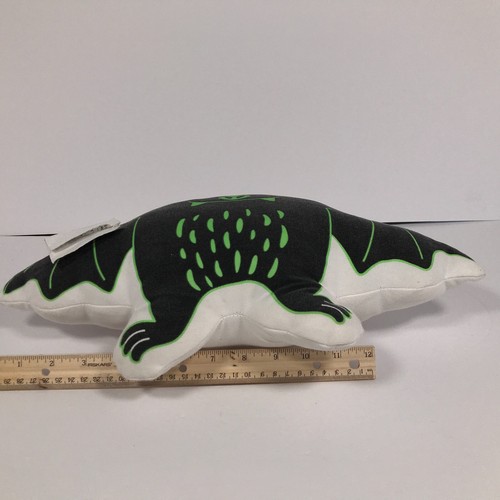 Black and Neon Green Happy Bat Decorative Cushion Throw Pillow Plush 17in x 11in - Picture 12 of 14