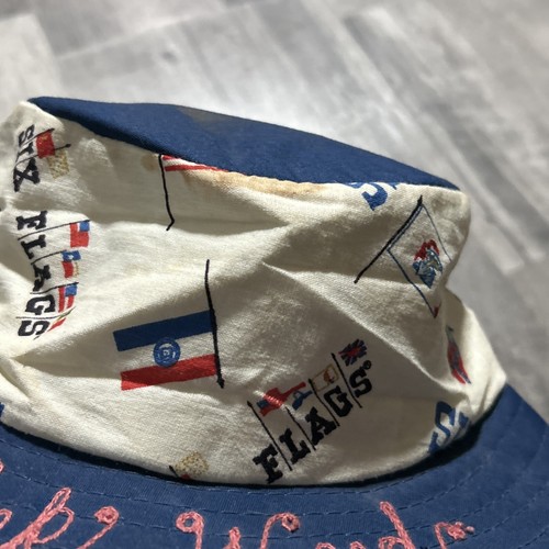 VTG 80s 90s Six Flags Print Bucket Hat Youth S Embroidered Blue - Picture 3 of 6