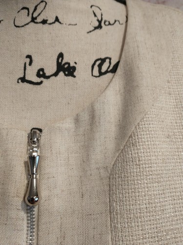 Vintage Michael Blake Jacket Pants Set 12 Petite 12P 80s Beige Neutral Lagenlook - Picture 3 of 12