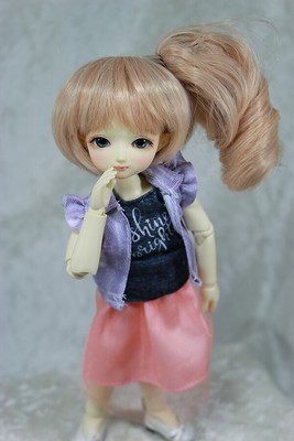 1//4 1//6 bjd 5-6/" head synthetic mohair brown copper doll wig tiny iplehouse lati