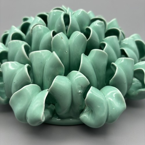3D Ceramic Wall Flower Teal - Picture 2 of 7