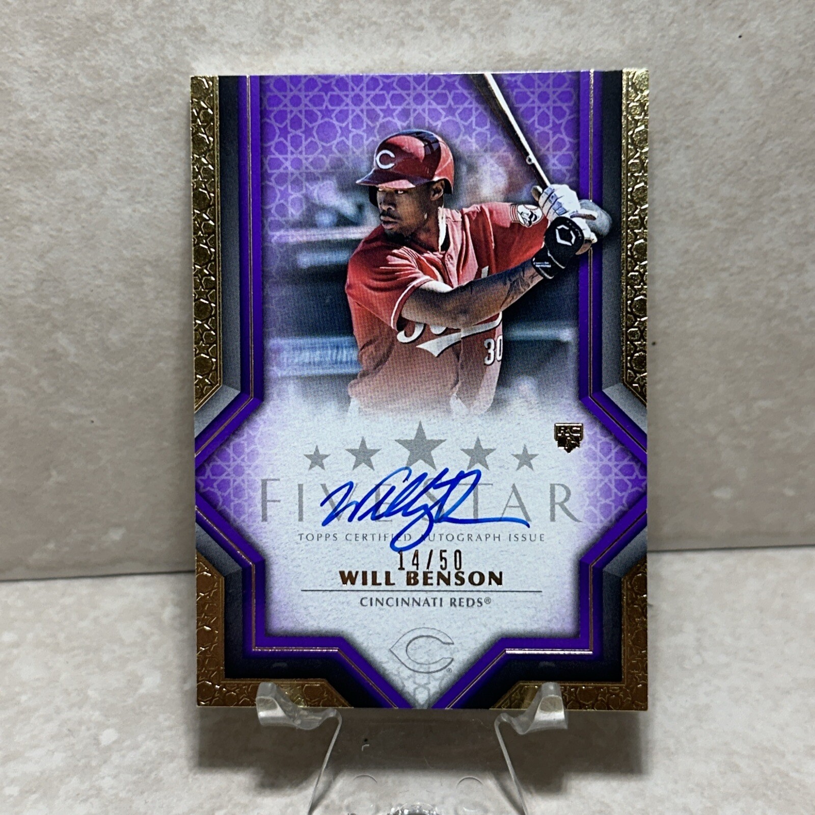 2023 Topps Five Star PURPLE ROOKIE on card Auto SP WILL BENSON /50 RC Cincy Reds
