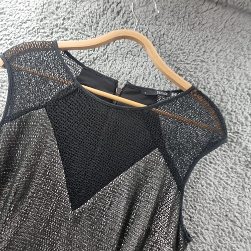 Seduce Womens Pencil Dress Size 14 Black Beige Mesh Contrast Short Sleeve - Picture 3 of 14