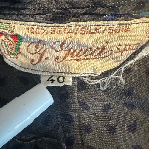 Vintage G. Gucci Silk Top Womens Size 40 Button Down Tie Neck Long Sleeves Print - Picture 7 of 8