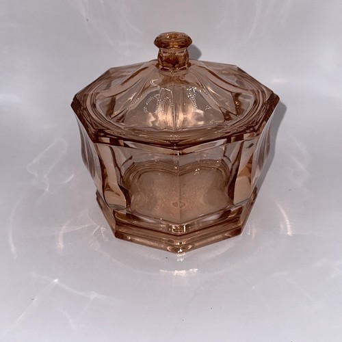 Plato de tuerca de caramelo cubierto ROSA de vidrio Indiana de colección patrón de concordia octágono - Imagen 1 de 4