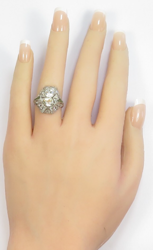Antique 1920's European Diamond Engagement Ring Platinum Size 6 UK-L1/2 EGL USA - Picture 2 of 19
